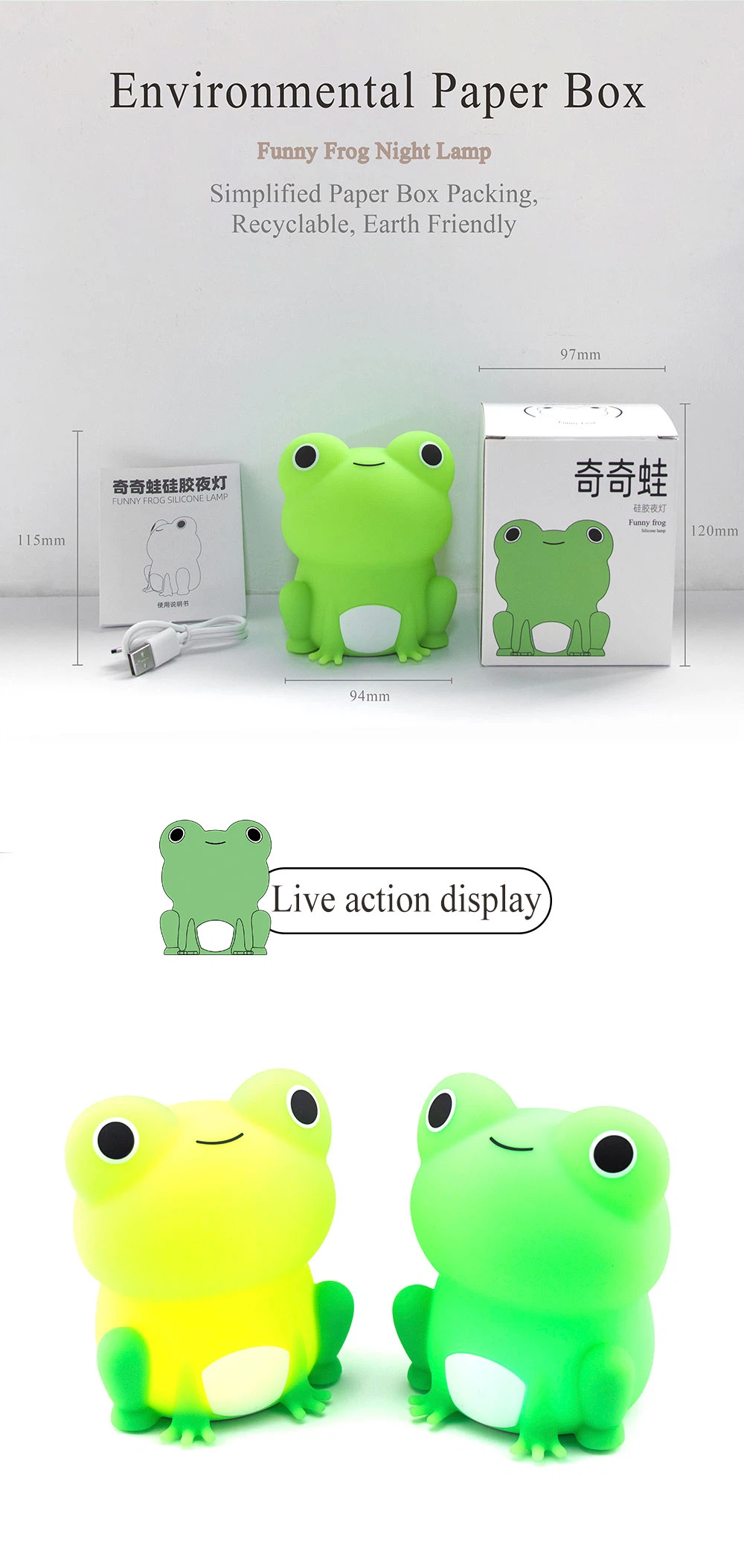 Kids Bedroom Desk Party Decoration Cute Frog Bright Colorful Frog LED Light Kids Bedroom Desk Party Decoration Cute Frog Bright Colorful Frog LED Light