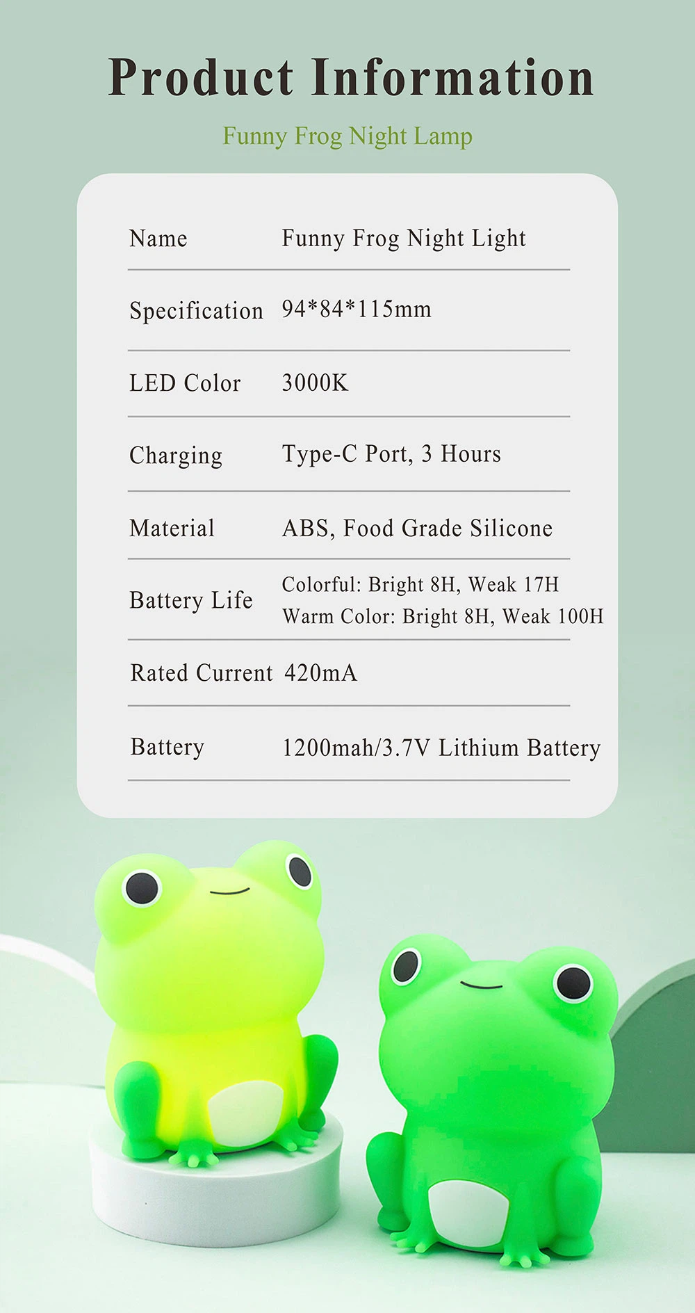 rechargeable soft cute bedroom frog night light for kids rechargeable soft cute bedroom frog night light for kids