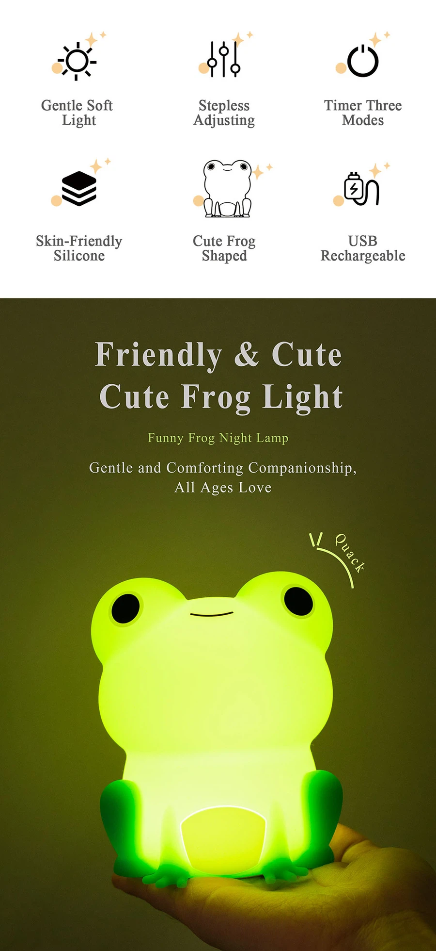 Frog Night Light for Kids with 7 Colors Frog Night Light for Kids with 7 Colors