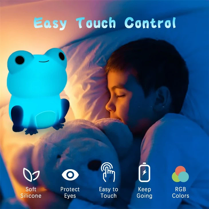 Colorful Changing Soft LED Touch Frog Lamp