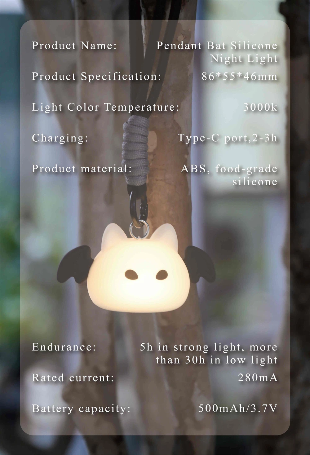 portable silicone bat night lamp portable silicone bat night lamp