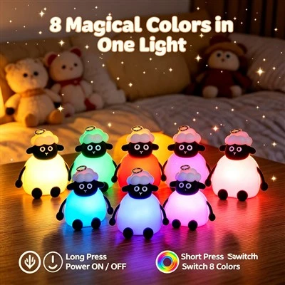 Hanging Sheep Silicone Night Light | Cute Animal Pendant LED Lamp For Kids Room & Nursery Decor